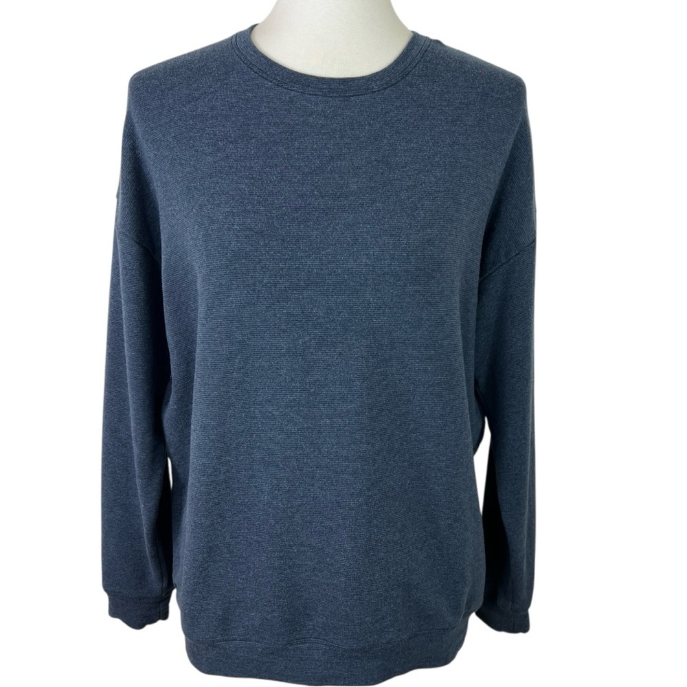 Athleta Balance Printed Pullover Sweatshirt Saturation Stripe Navy Blue Size S - Picture 2 of 7